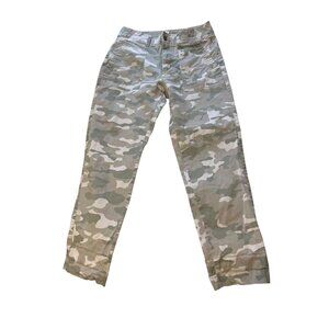 Gap Girlfriend Khaki Camo Print Pants Womens Size 4 Cotton Blend Relaxed Fit